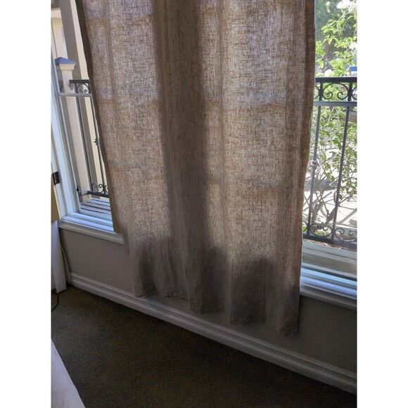 POTTERY BARN Classic Belgian Flax Linen Curtain Panel Tan Grommet 1  50 x  84 - Picture 5 of 10